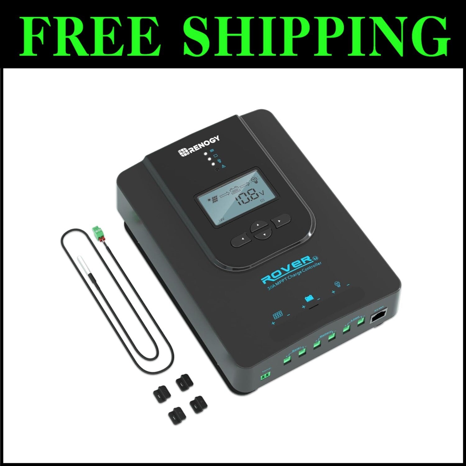 High Efficiency Rover 30A MPPT 12V/24V Solar Controller with Remote Monitoring