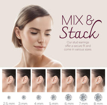 Load image into Gallery viewer, Versatile 2.5mm Cubic Zirconia and White Gold Studs - Gift-Ready Jewelry Box