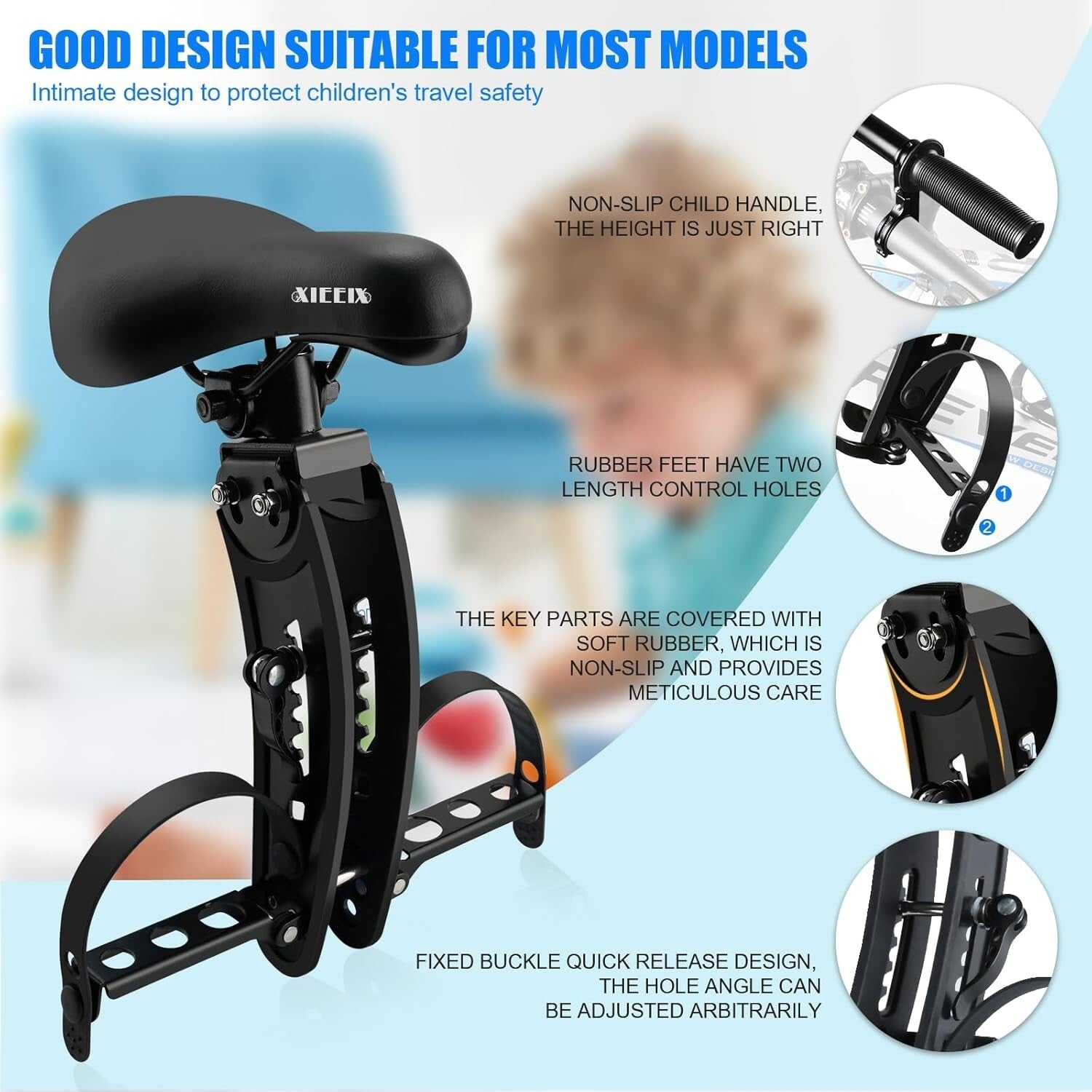 Easy-Install Child Bike Seat for Unisex Ages 2-5 with Handlebar Attachment