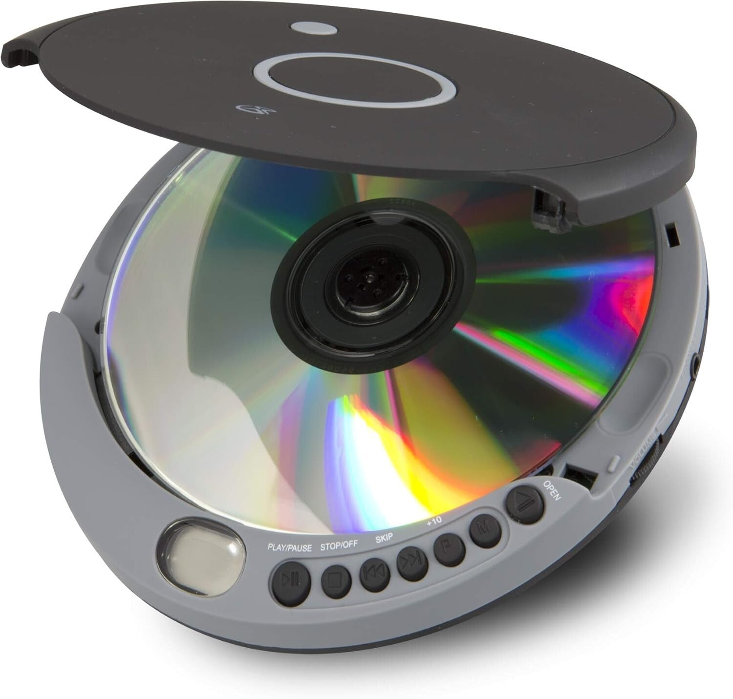 Black Gray Personal CD Player with LCD Display and Stereo Earbuds Included