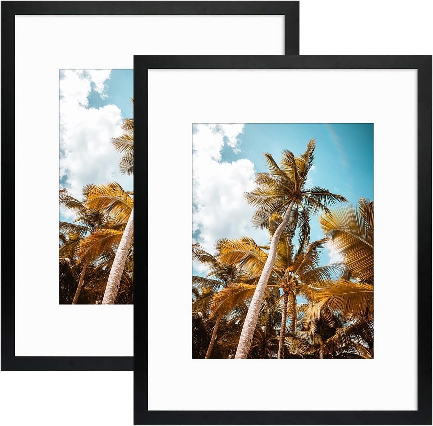 Modern Black Gallery Wall Frames 16x20 with 11x14 Mat - 2 Pack for Photos