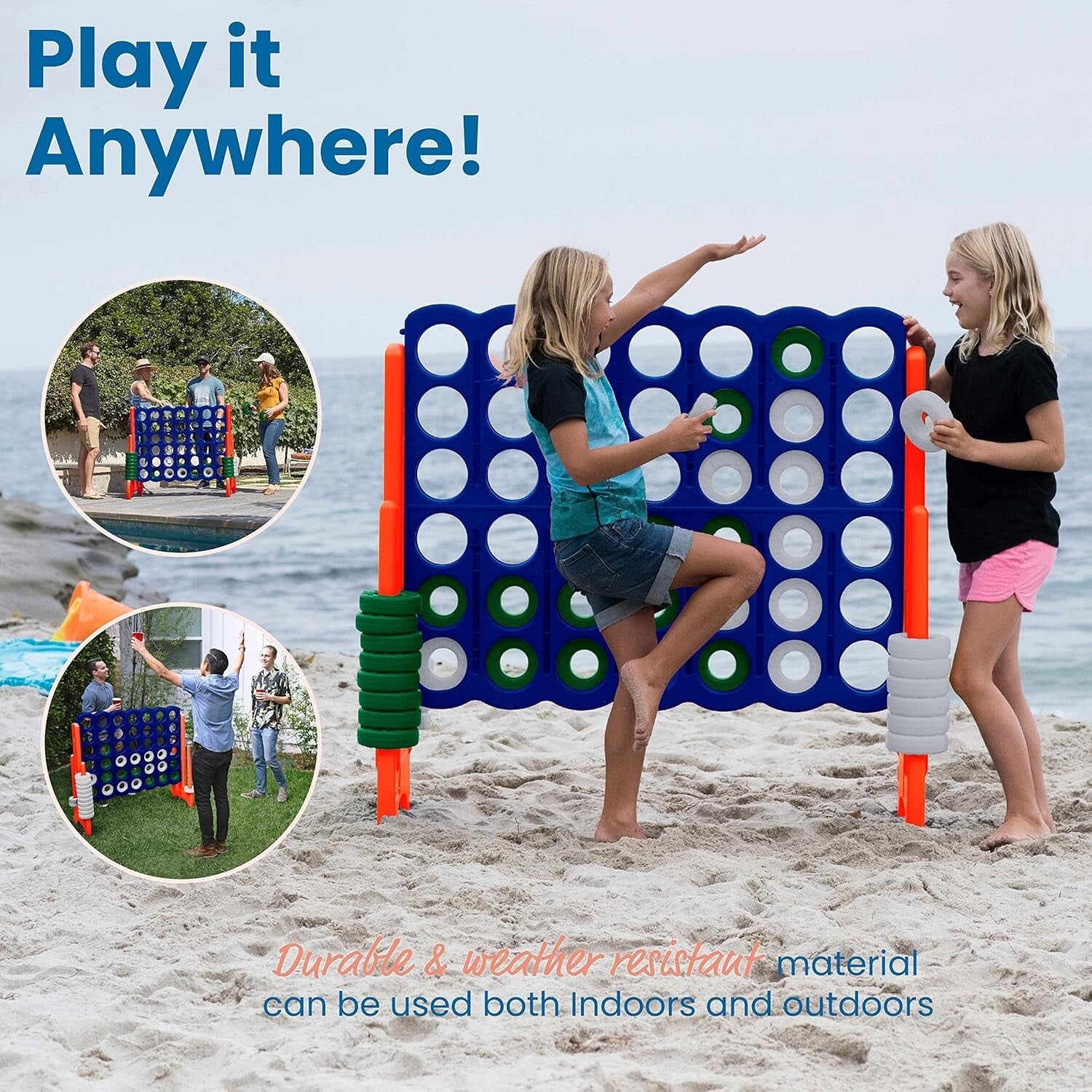 Extra-Large 4-to-Score Game - Durable Blue/Orange Outdoor/Indoor Fun