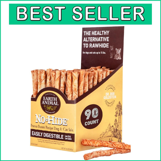 90 Natural Chew Sticks for Small Pets - Peanut Butter Flavor, Gentle on Stomachs