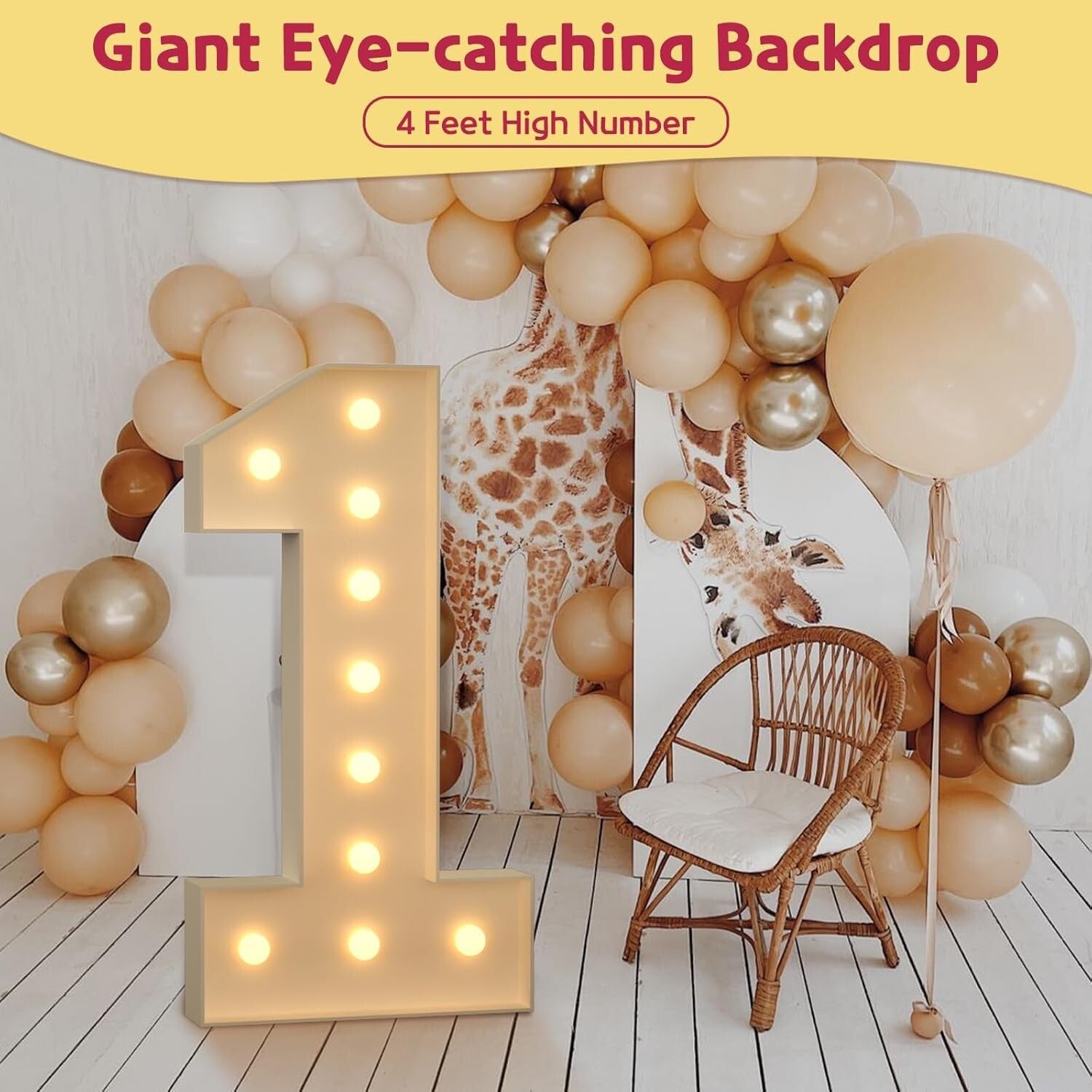 Elegant 4FT White Light-Up Numbers for Birthdays, Baby Showers, & Weddings