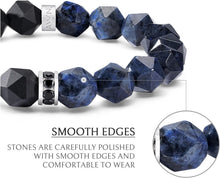 Load image into Gallery viewer, Men's Protection Bracelet: 10mm Gemstones with Sterling Silver Centerpiece