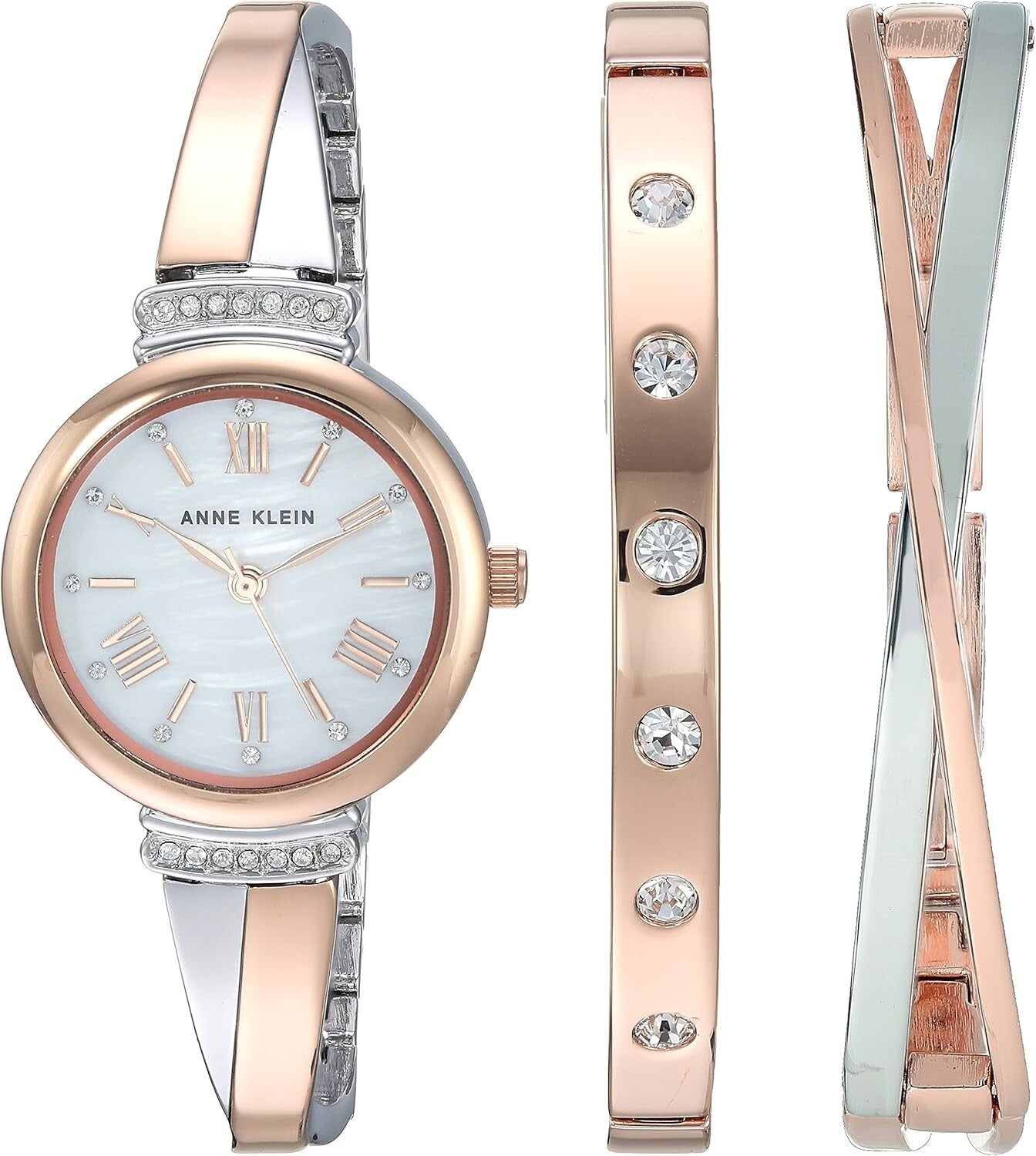 Elegant 26mm Round Bangle Watch with Crystal Accents - Fashion Essential AK/2245