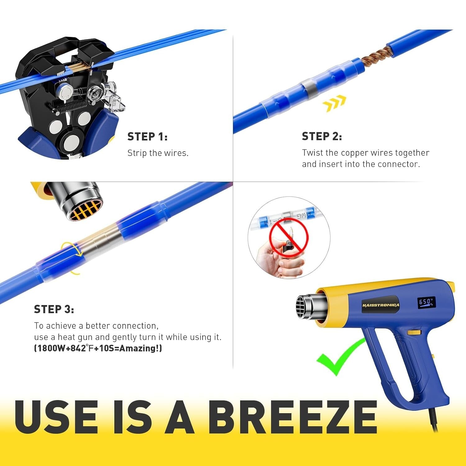 500PCS Green Marine Grade Heat Shrink Connectors with 2 Hot Melt Adhesive Rings