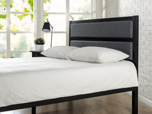 Load image into Gallery viewer, Elegant Queen Grey Upholstered Metal Headboard – Easy Assembly with Style