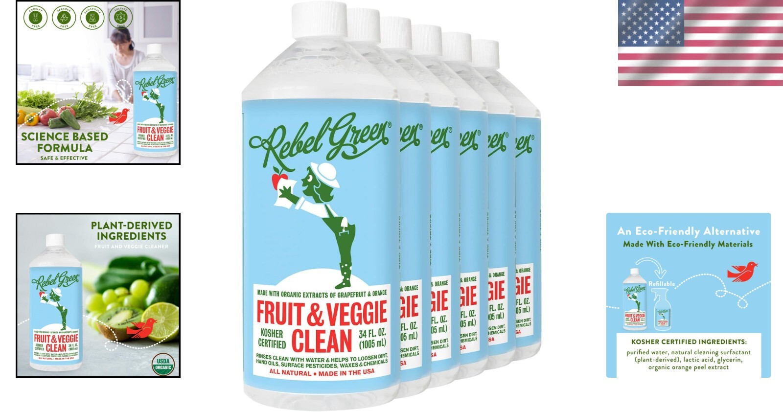 Eco-Friendly 34 oz Produce Wash Spray - Fresh Citrus Vegan Cleaner, 6-Pack