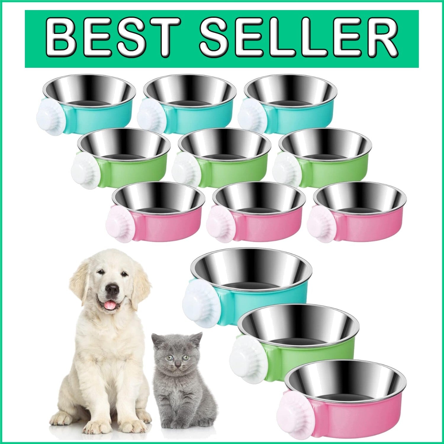 Easy-to-Clean 12-Pack Stainless Steel Dog and Pet Feeder Bowls - Modern Design