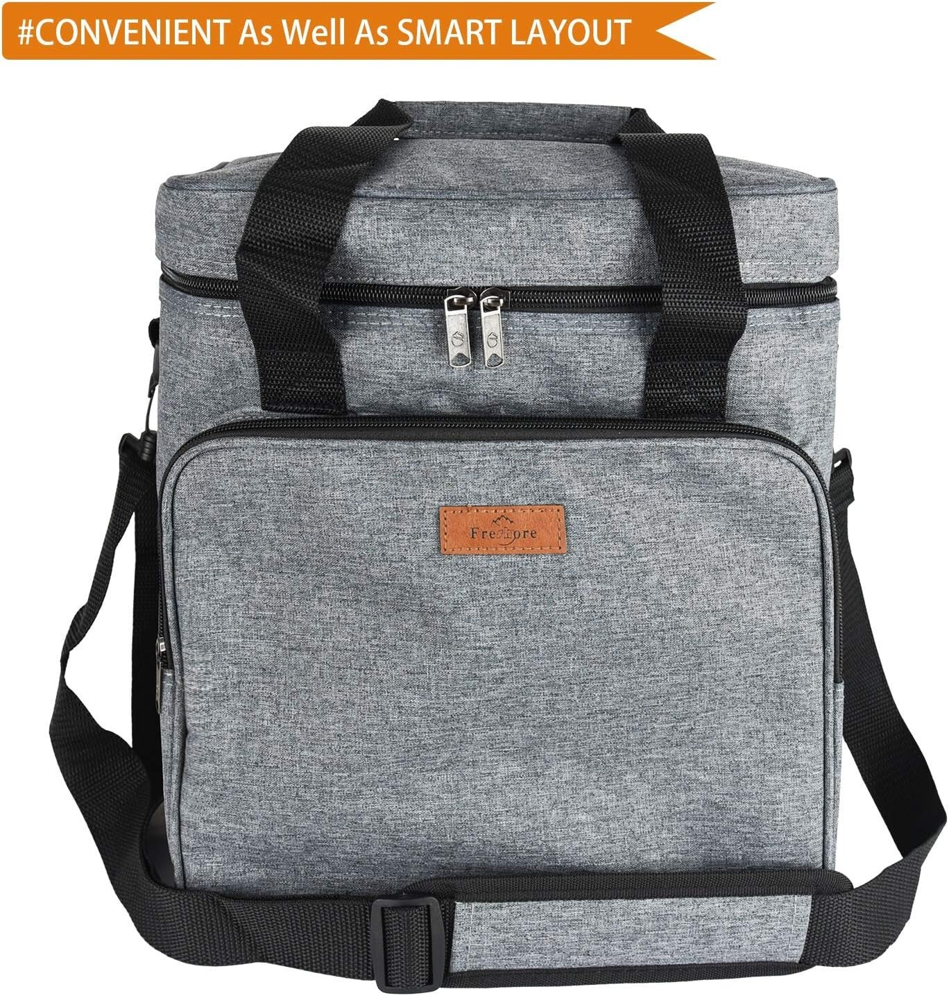 Durable Grey Wine Bag for 6 Bottles with Thermal Protection & Organizer