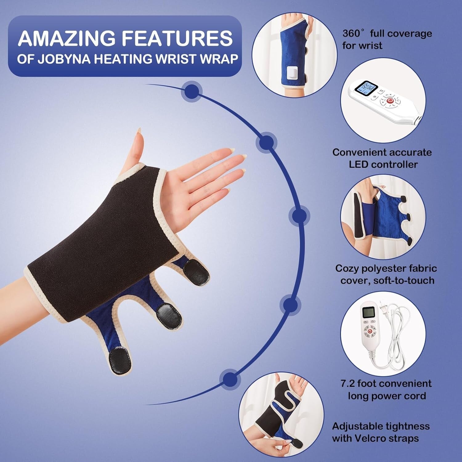 Ergonomic Heating Pad for Wrist Pain - Full Coverage, Timer & Digital Control