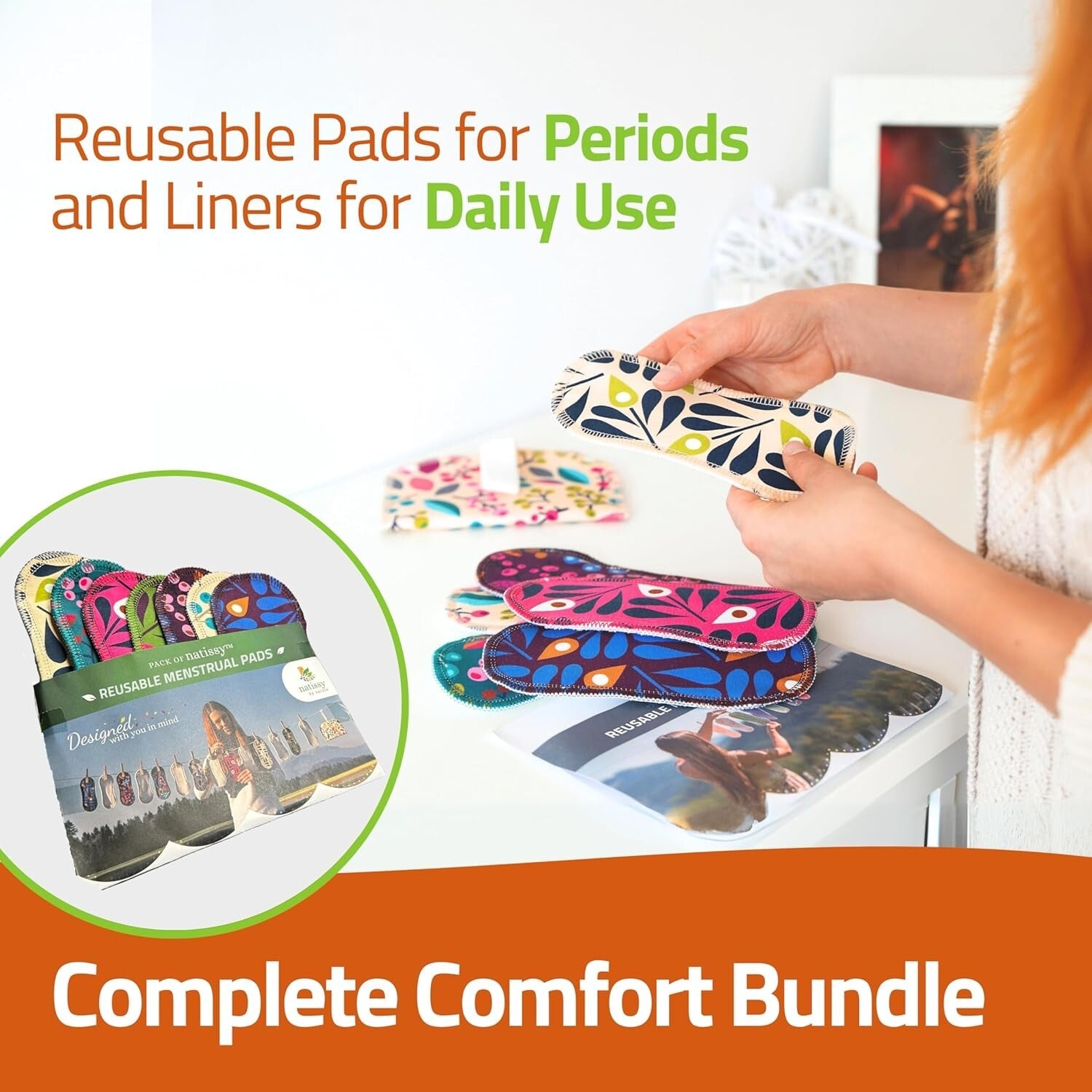 Eco-Friendly Organic Cotton Panty Liners for Women - 7-Pack Reusable Comfort