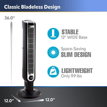 Load image into Gallery viewer, 3-Speed Oscillating Floor Fan with Timer &amp; Convenient Remote Control - Black