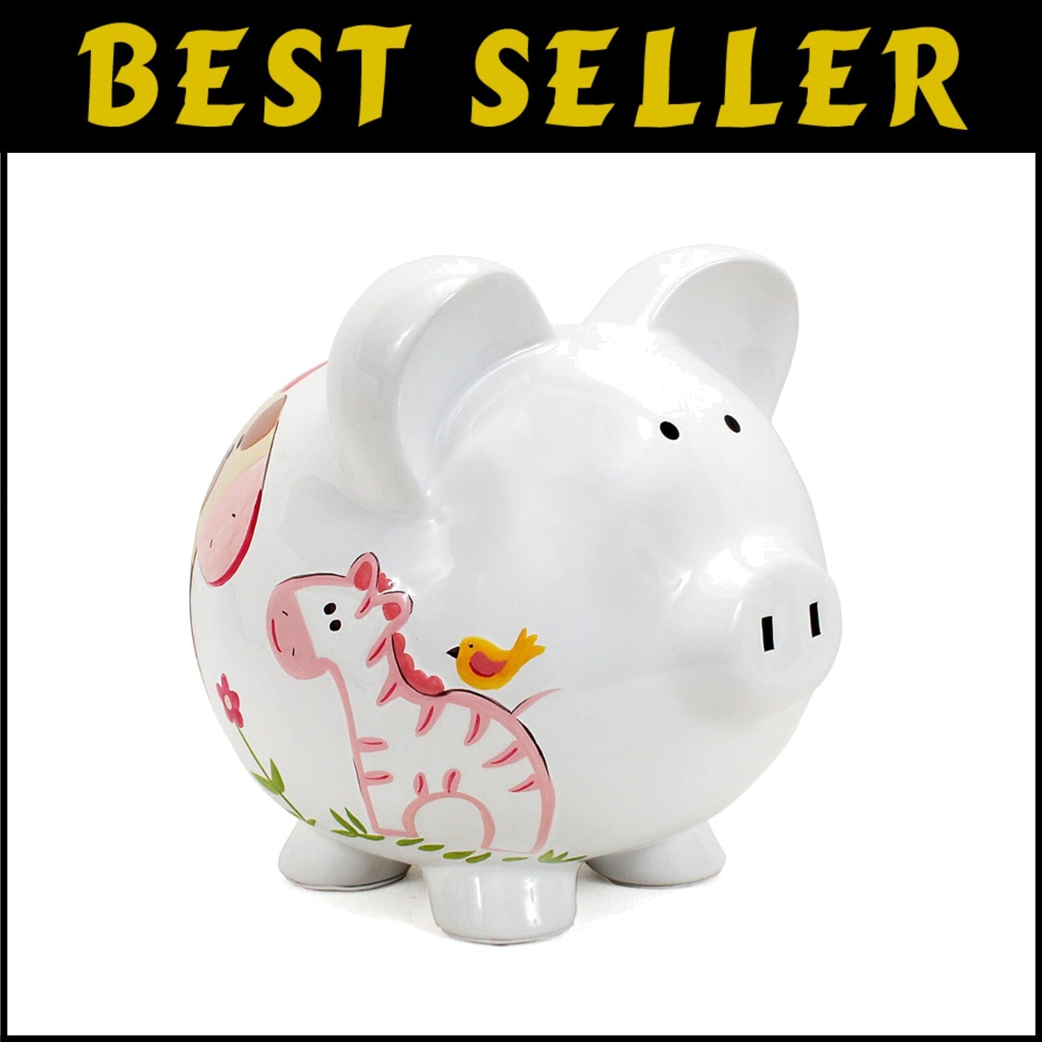 Stylish 7" Jungle Jill Ceramic Piggy Bank - Fun & Functional Savings Tool