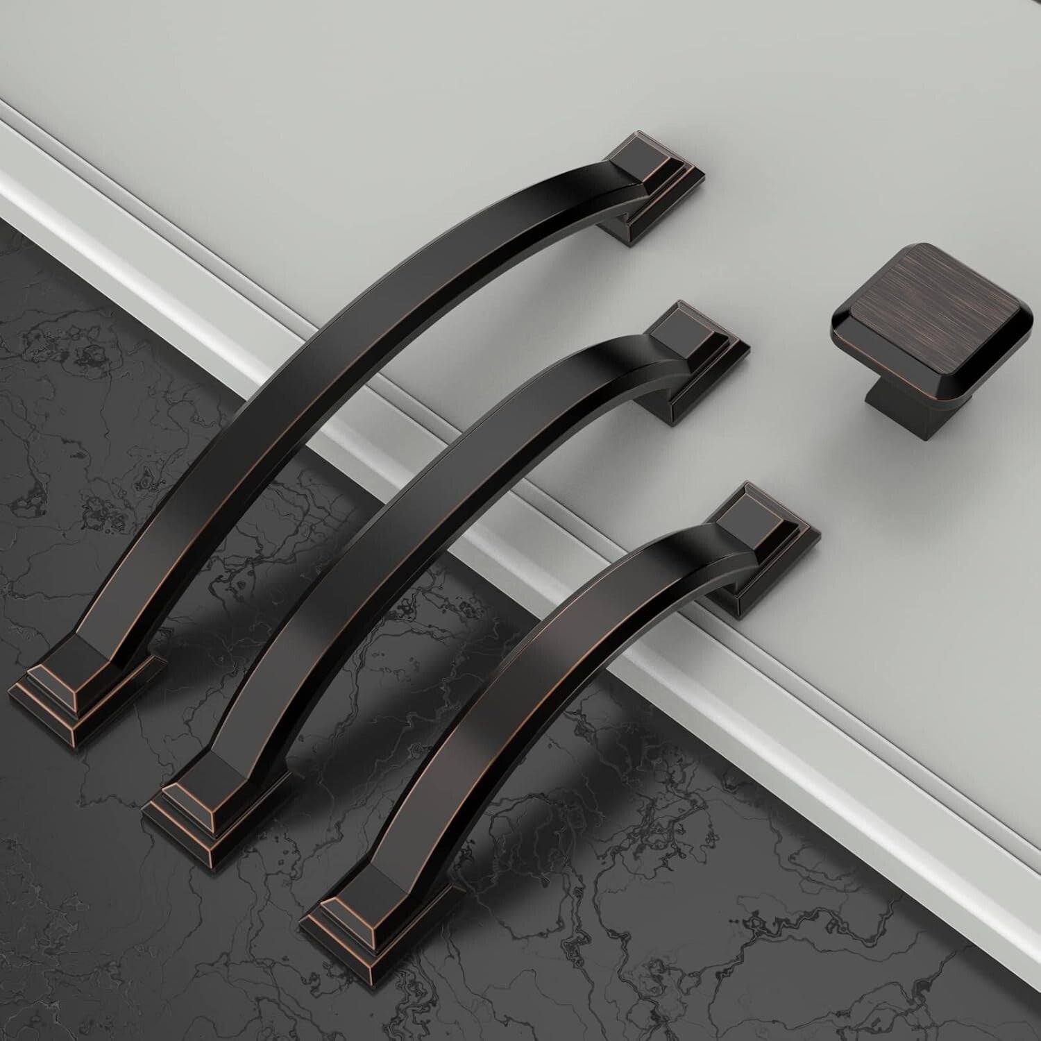 Durable Oil Rubbed Bronze Drawer Pulls - 10 Pack, 5 Inch Ambidextrous Design