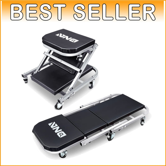 36-Inch Heavy-Duty Rolling 2-in-1 Creeper and Seat - 150kg Capacity, Gray