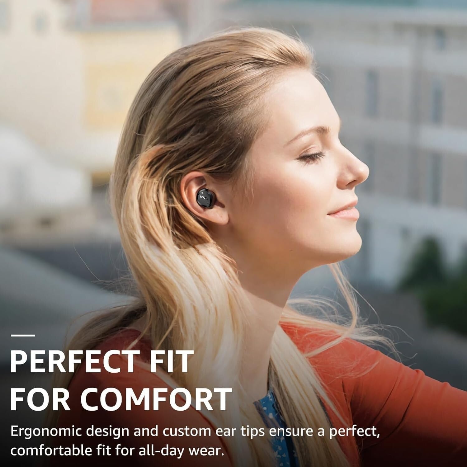 Bluetooth 5.3 Wireless Earbuds with 6 Mics for Clear Calls & Bass-Enhanced Sound