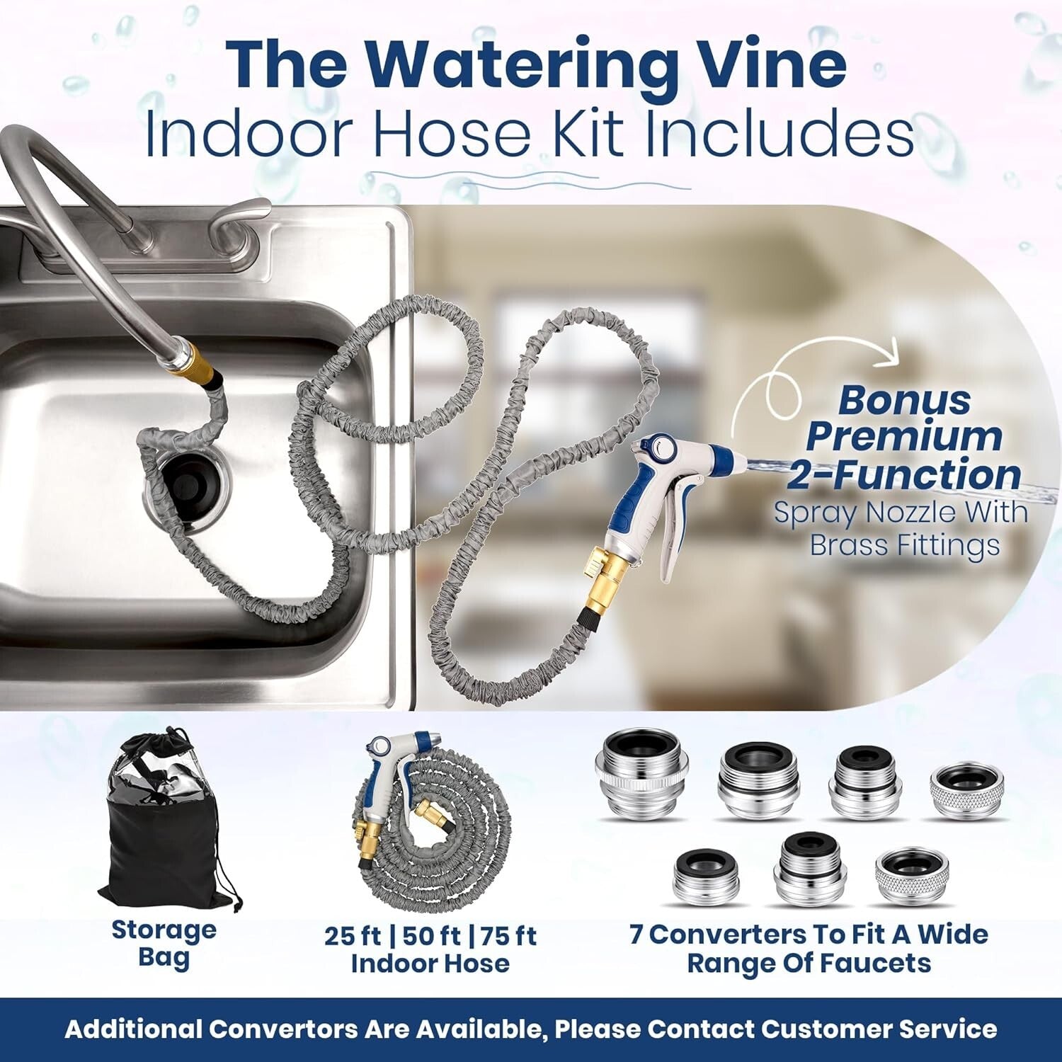 Durable 75 FT Sink Hose Attachment for Effortless Household Cleaning and More