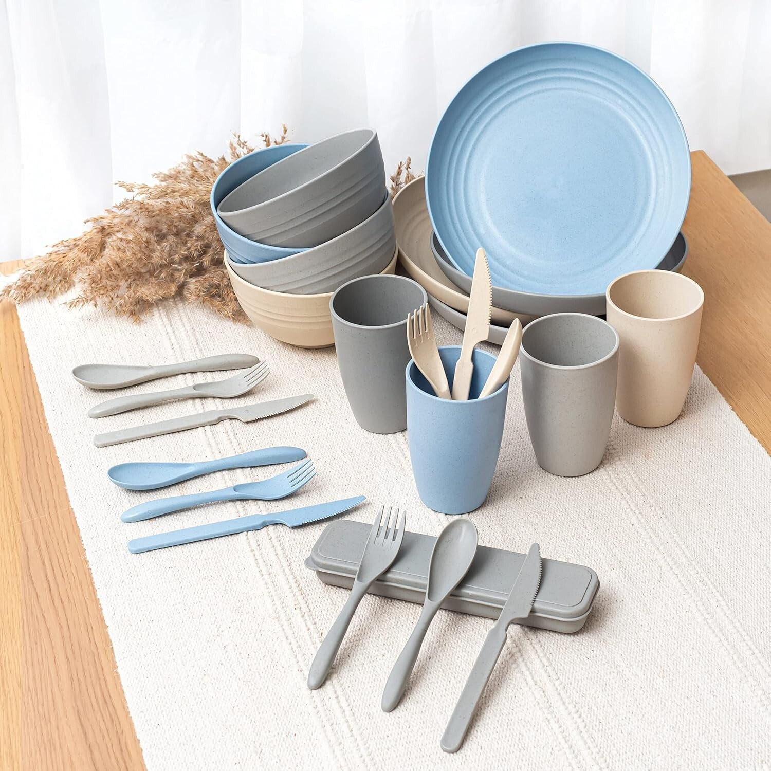 Eco-Friendly Wheat Straw Dinnerware Set - Perfect for Picnics and Casual Dining