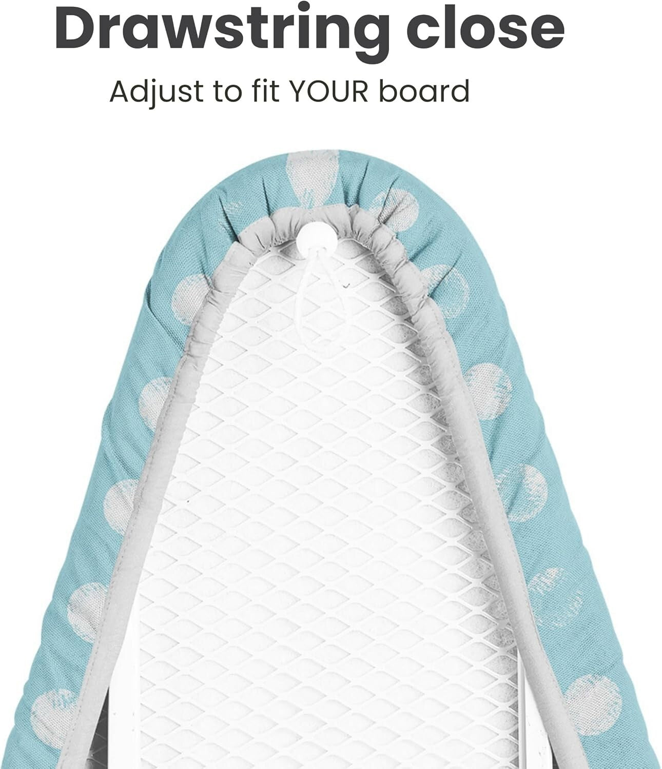 Aqua Blue & Cream Wool Ironing Board Cover - Non-Slip & Adjustable Design