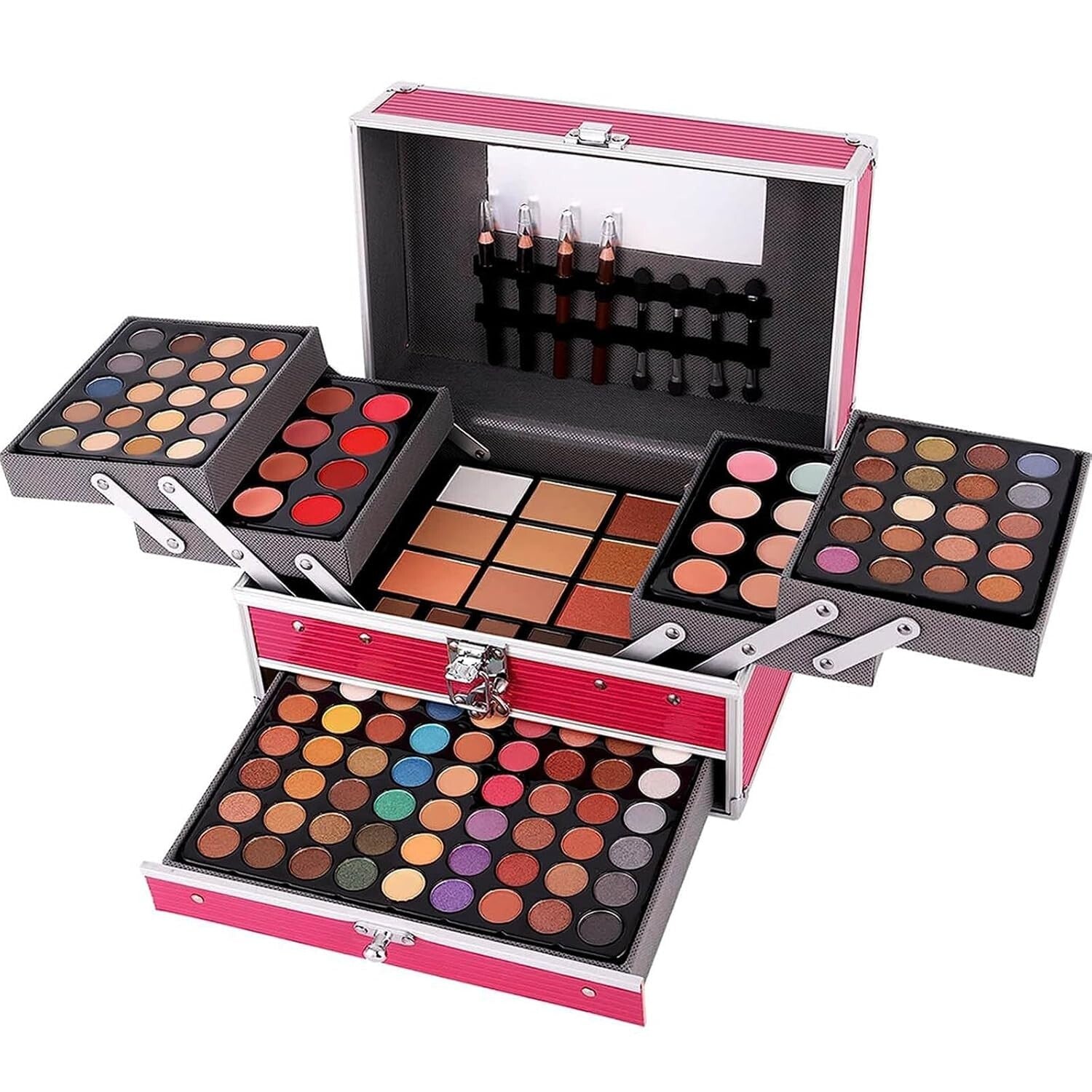 Versatile 132 Color Makeup Collection in Multi-Layer Case - Ideal for Teens
