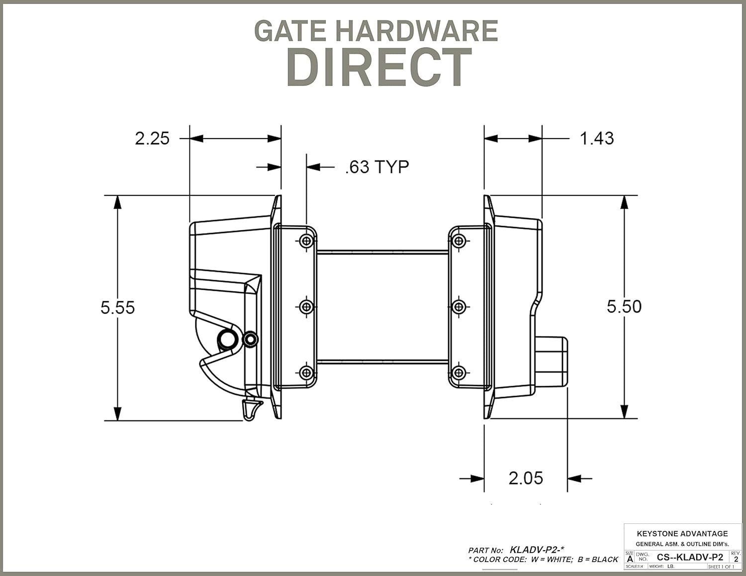 Keystone 2-Sided Lockable Zinc Diecast Gate Latch - Keyed Alike Convenience