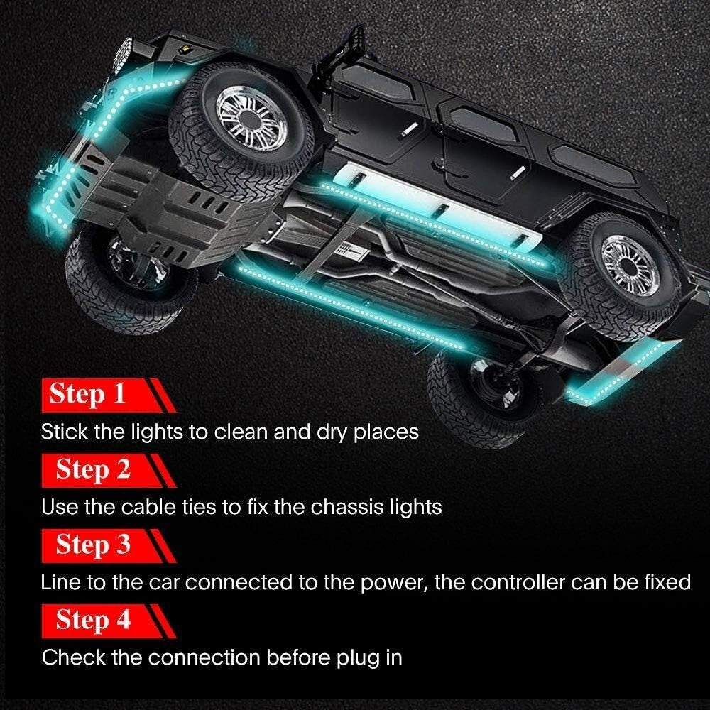Bluetooth Car Underglow Lights Kit - 6 Waterproof LED Strip Lights for All Cars