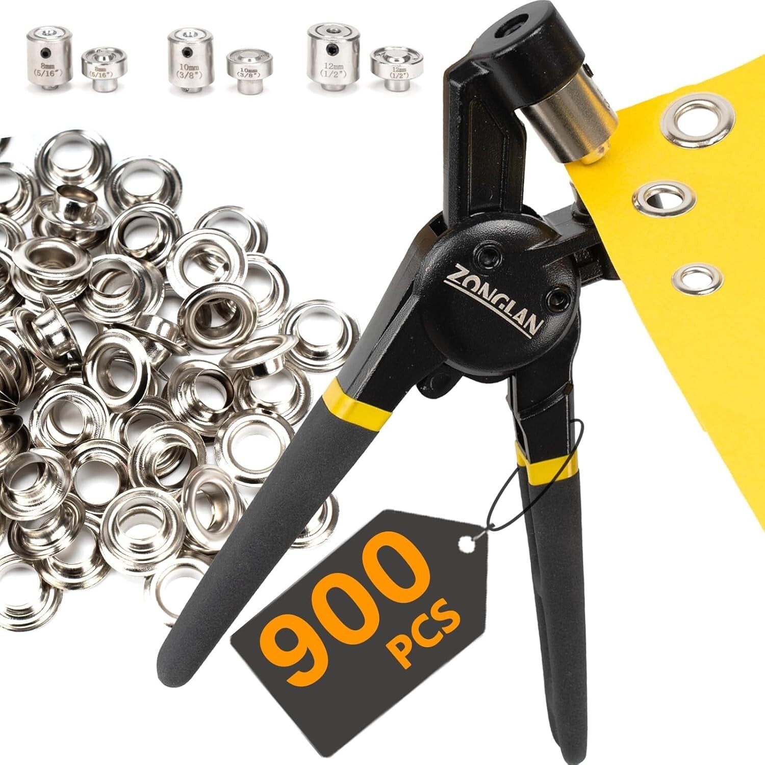 Professional Grommet Tool Kit - 900 Sets of Rust-Free Eyelets for DIY Projects