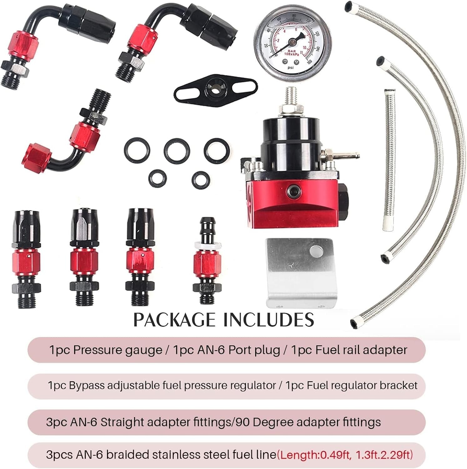 Durable EFI Kit 0-100psi with Adjustable Pressure Gauge & Essential Accessories