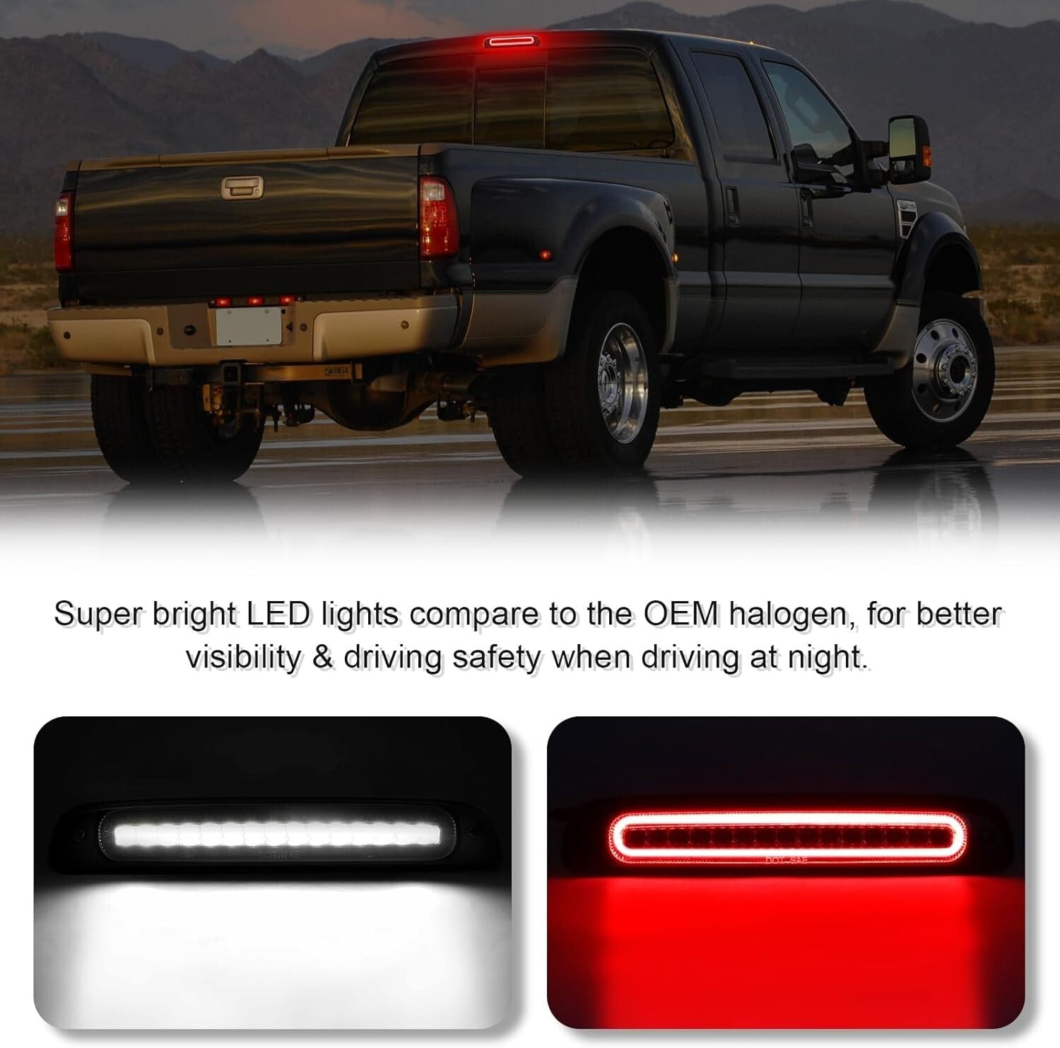 Stylish Smoked Third Brake Light for Ford Super Duty with LED Illumination