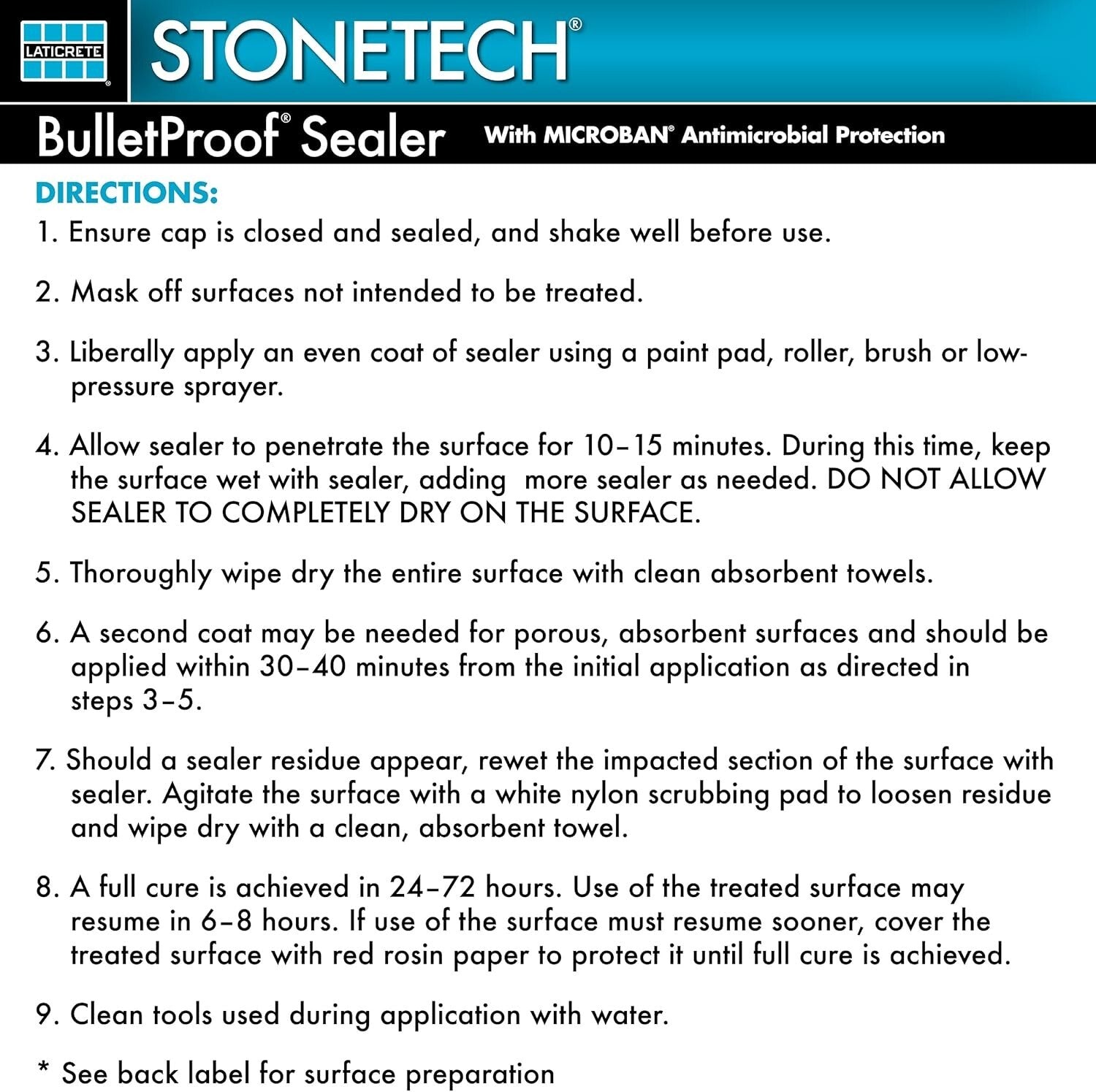 Bulletproof Sealer 1 Pint - Premium Environmentally Friendly Surface Protector