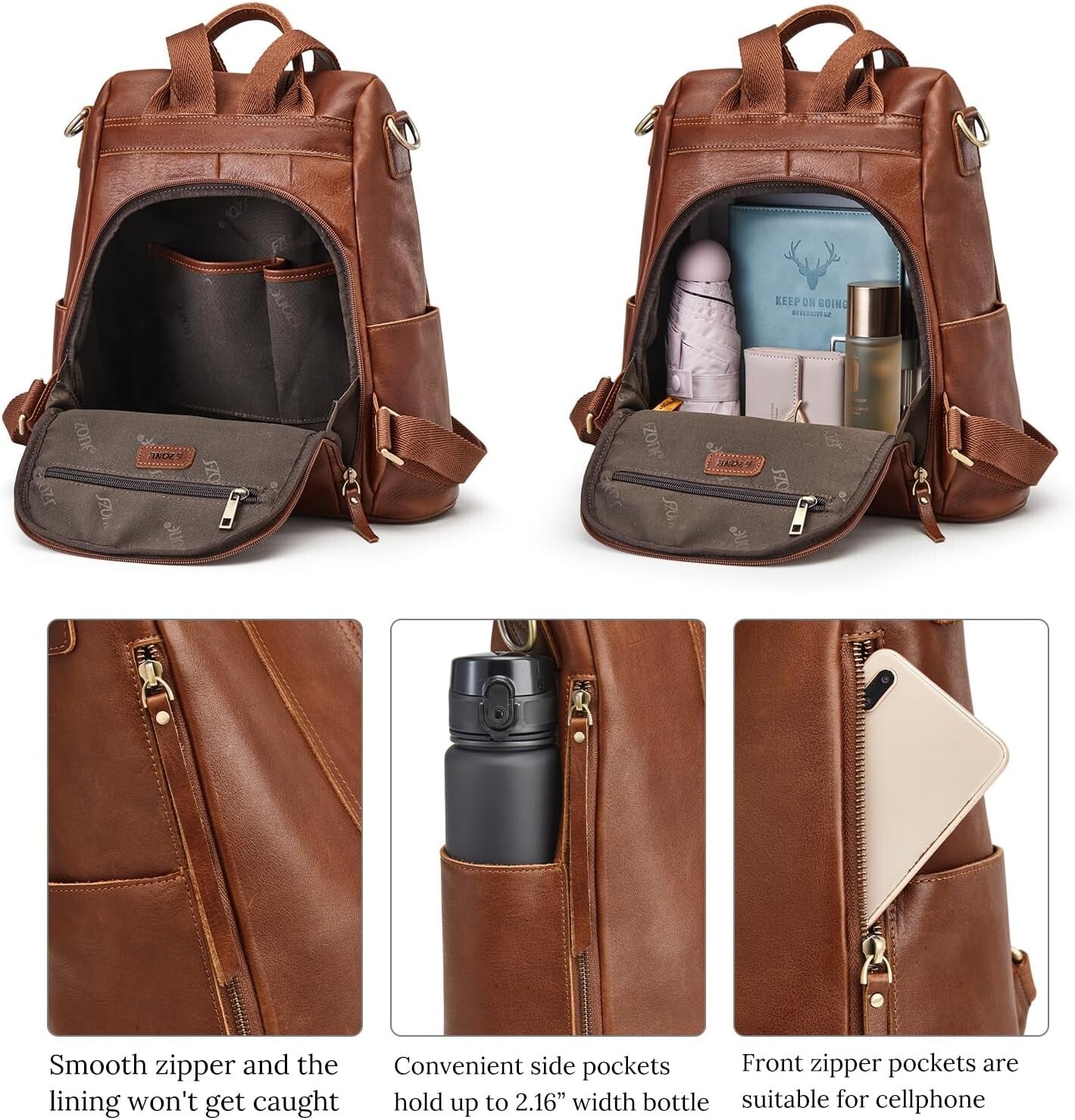 Fashionable Antitheft Leather Rucksack for Women | Perfect Travel Companion