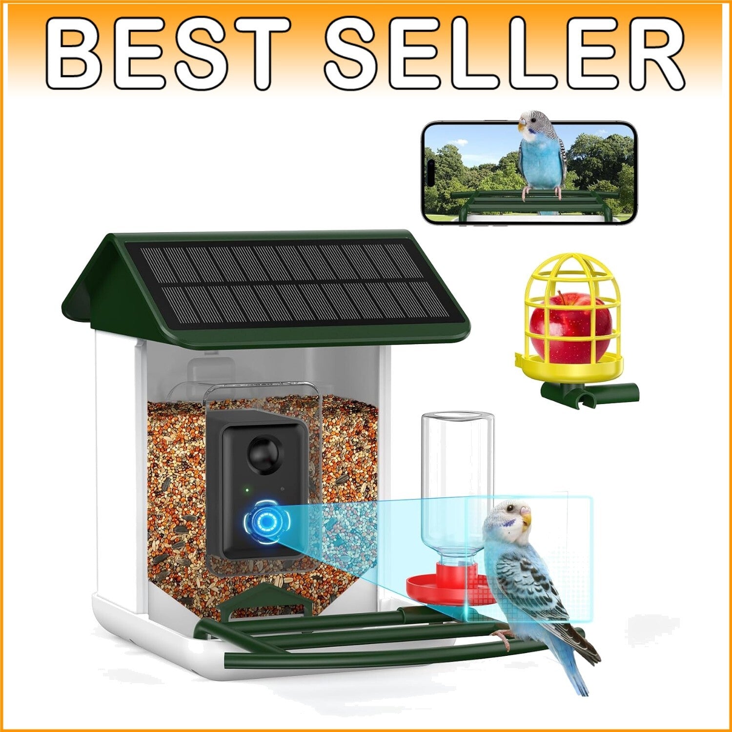 1080P HD Bird Feeder Camera with Solar Power and Real-Time App Notifications