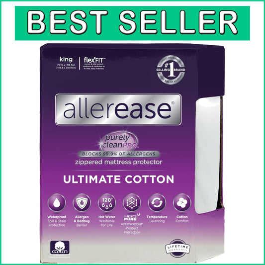 AllerEase King Zippered Mattress Protector - Premium Waterproof & Allergy Relief
