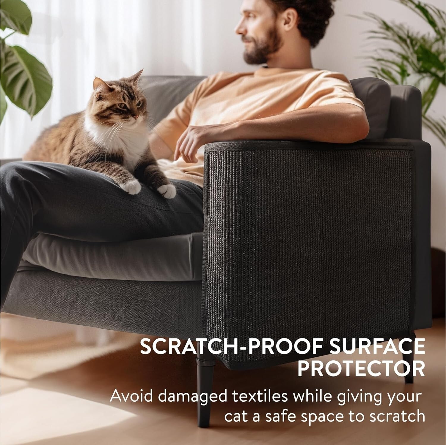 Elegant Cat Scratch Mat - Natural Sisal Furniture Protector for Left Side Use