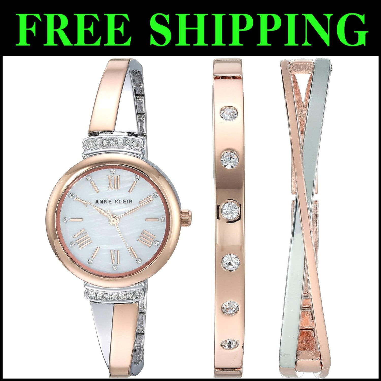 Elegant 26mm Round Bangle Watch with Crystal Accents - Fashion Essential AK/2245