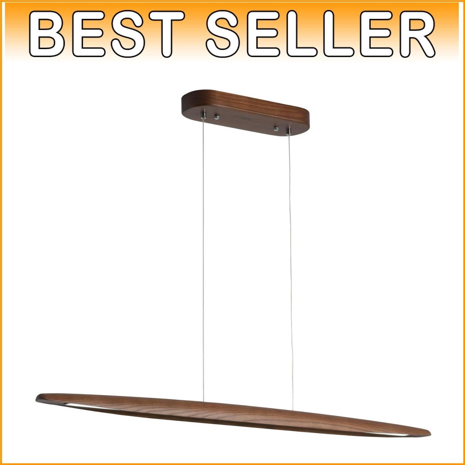 Energy-Saving 51" Real Wood Pendant Light for Stylish Dining and Kitchen Spaces