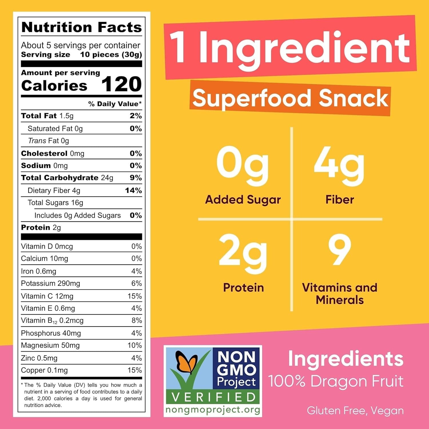 Crunchy 100% Pure Red Dragon Fruit Chips - Gluten-Free Snack & Drink Enhancer