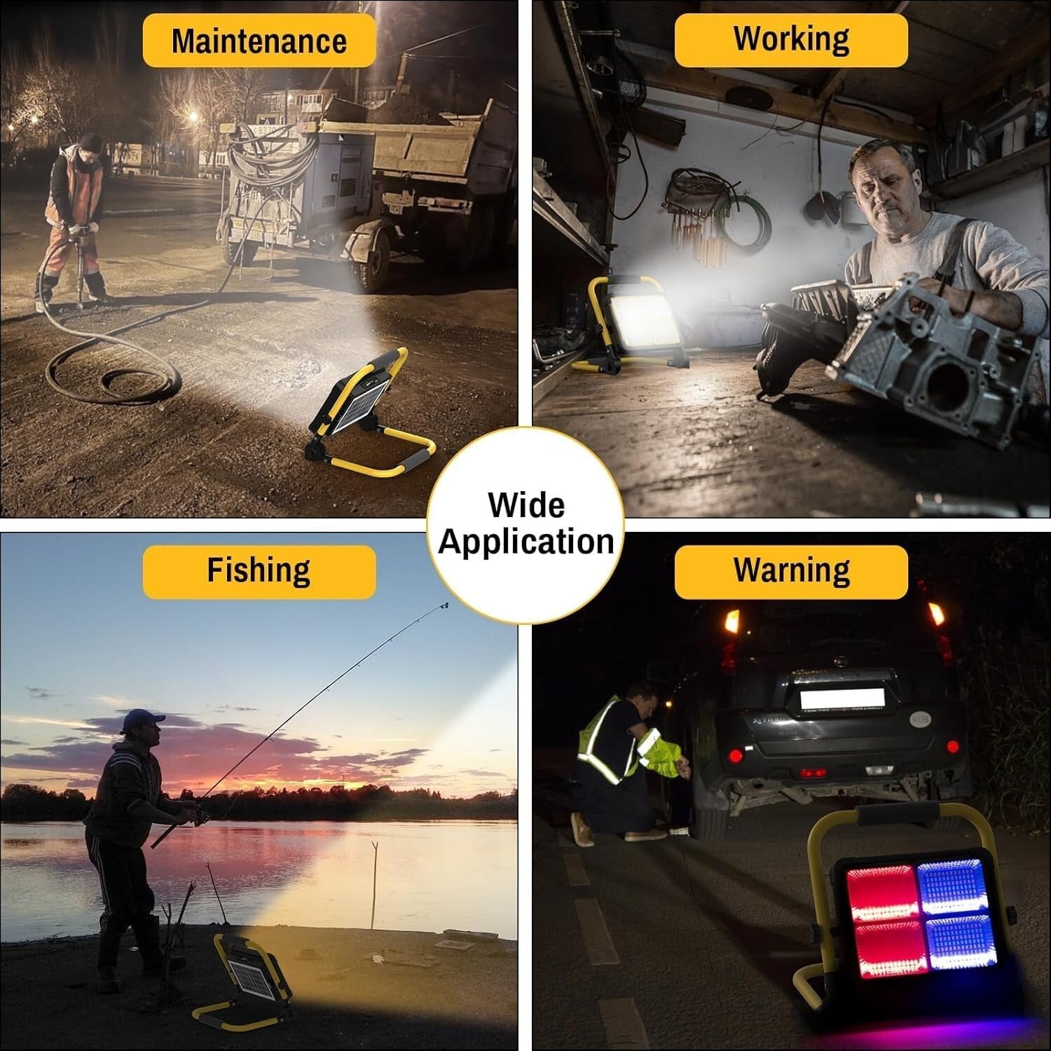 12000mAh Rechargeable Work Light with Adjustable Stand - 360° Portable Spotlight