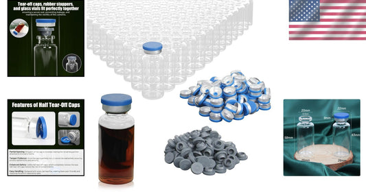 Borosilicate 20ml Clear Glass Headspace Vials with Rubber Stoppers - 100 Sets