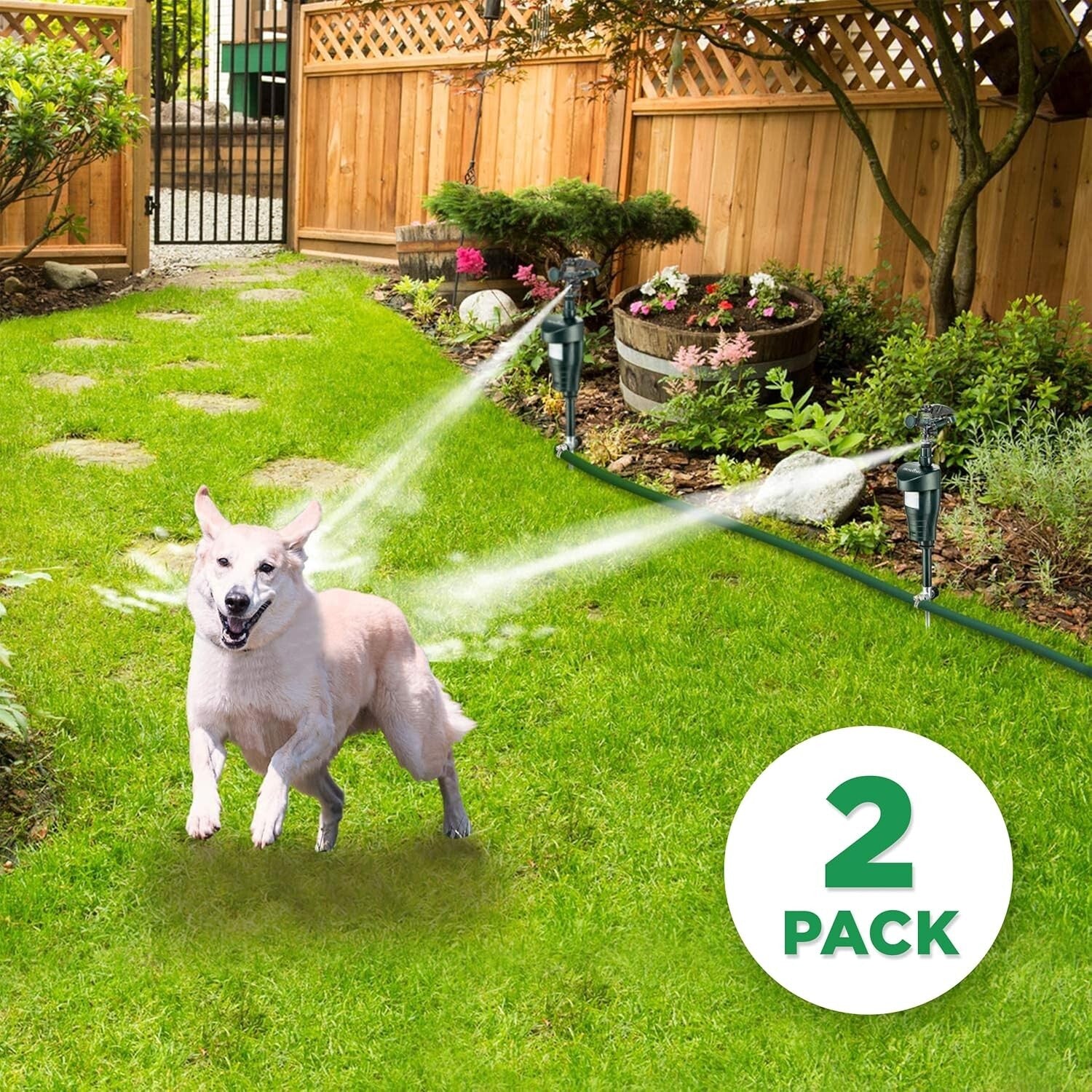 Humane Motion Activated Pet Deterrent Sprinkler Set - Protect Your Yard Safely
