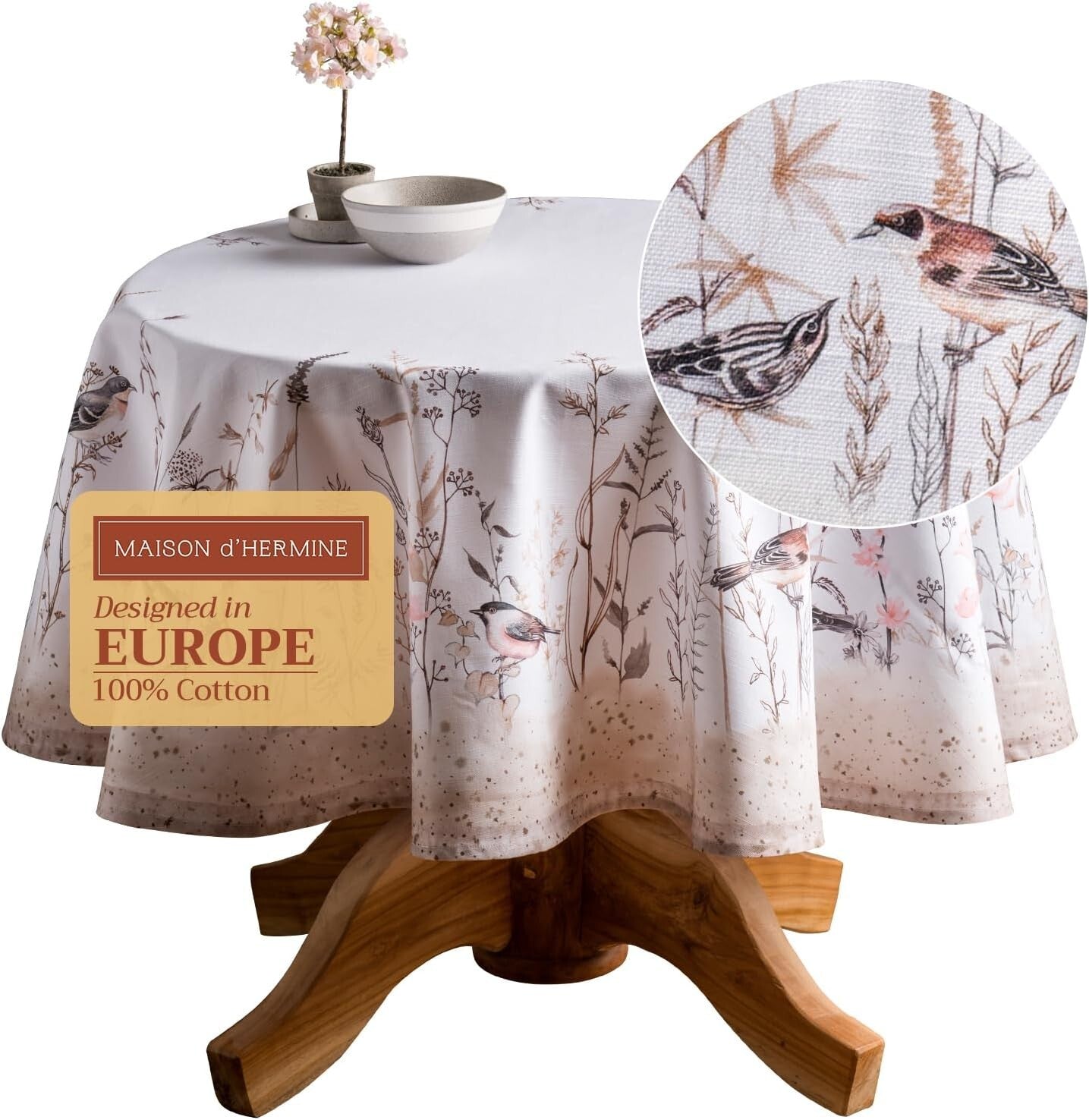Elegant 100% Cotton Round Tablecloth - Perfect for Weddings & Everyday Dining
