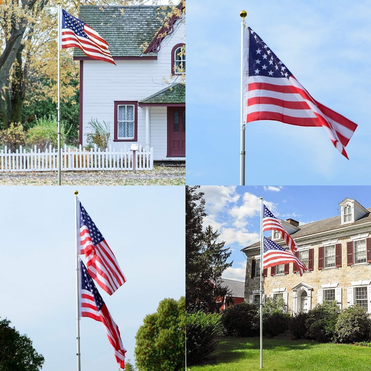 Premium Telescoping Flagpole Kit with 3x5 American Flag - Perfect for Outdoors