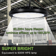Load image into Gallery viewer, Modern Black 200W UFO LED High Bay Light - Perfect for Garages &amp; Warehouses