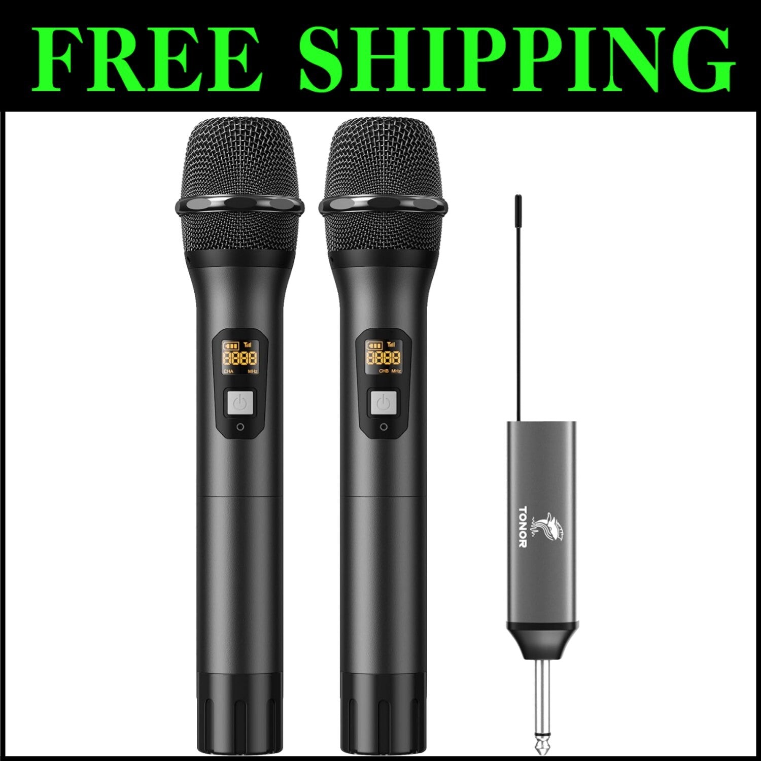Dual Cordless UHF Microphone Set - Rechargeable Metal Design for Versatile Use