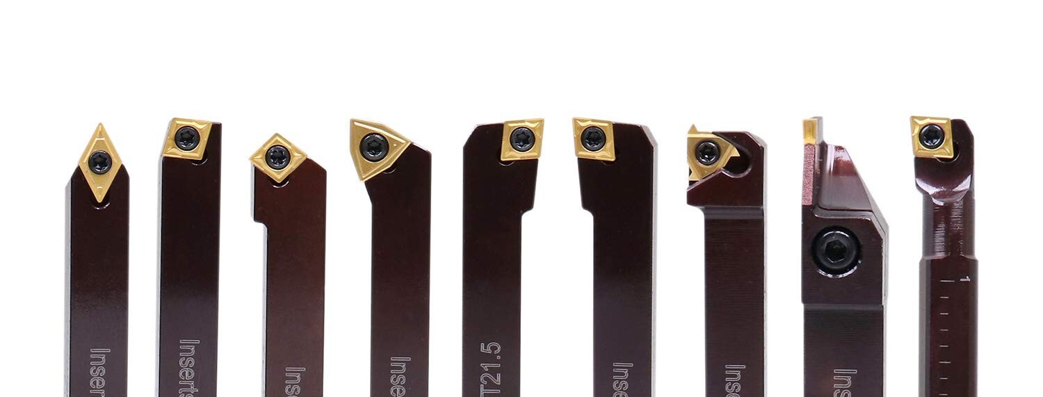 9-Piece Indexable Carbide Turning Tool Set with Boring Bar - Precision Machining