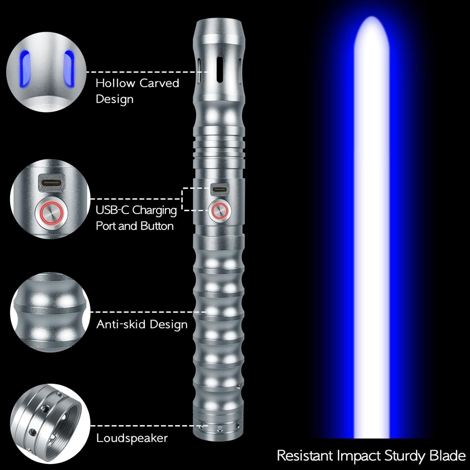 Interactive RGB Lightsaber with Smooth Swing FX - Perfect for Cosplay & Dueling