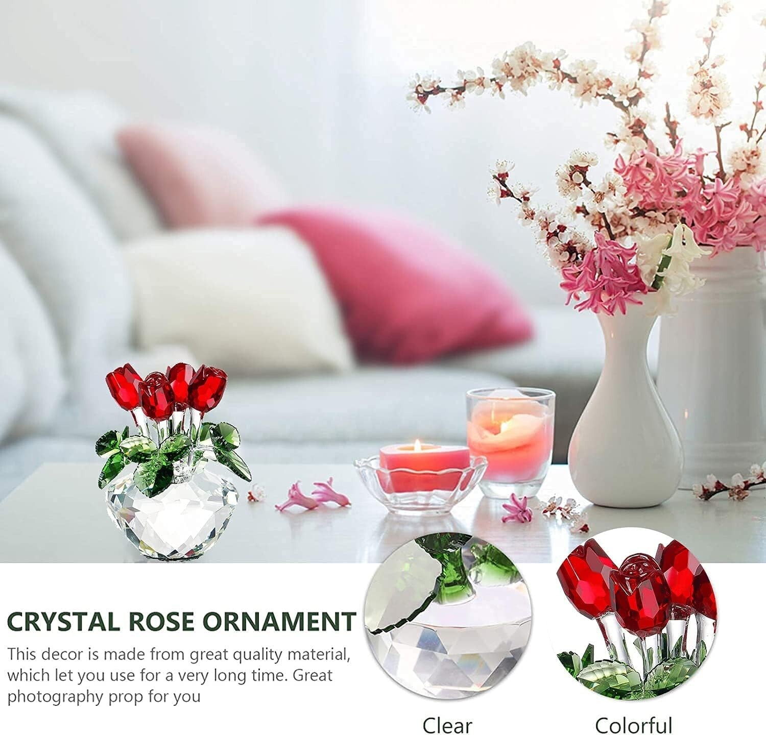 Elegant Crystal Rose Figurine in Gift Box – Timeless Home or Office Decor
