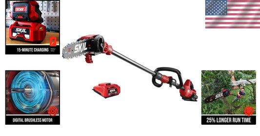 Cordless 40V Pole Saw Kit - 10'' Blade, Auto Lubrication & Tool-less Tensioning